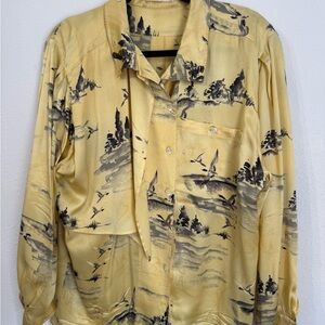 Vintage Women’s Silk Escada Landscape Blouse Size 40 Rare Find!